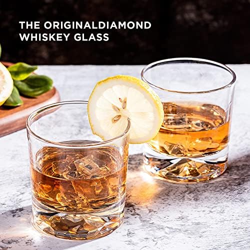 Toptier Whiskey Glasses-Premium 10 OZ Scotch Glasses Set of 4. Crystal Whiskey Glasses, Style Glassware for Bourbon. Rum Glasses/Bar Whiskey Glasses/Cognac or Cocktail or Vodka Clear Glasses.Gift Box.