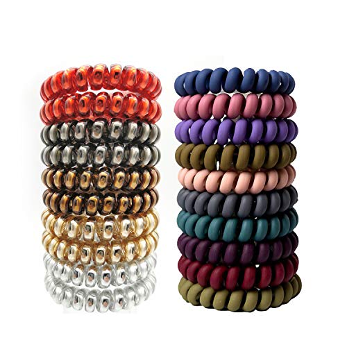 20 Pcs Spiral Hair Ties, ZYNERY Coil Hair Ties for Women, No Crease Hair Coils Elastic Phone Cord Hair Ties for Thick/Curly/Long Hair (Glossy, Matte)