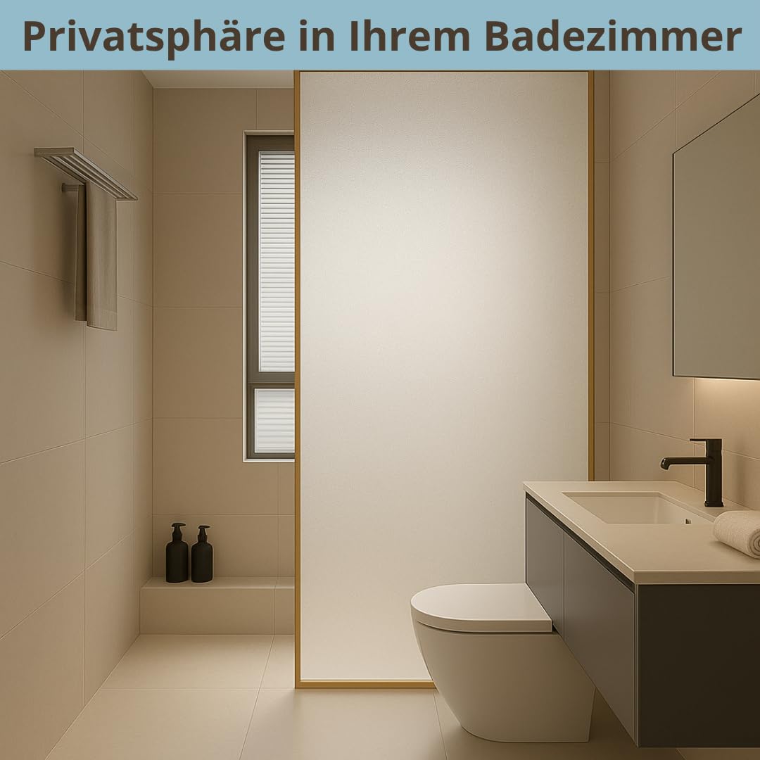 Sichtschutz-Fensterfolie (120 x 500 cm), VIELE GROßE GRÖSSEN, matt, satiniert, selbstklebend, ohne Kleber, UV-Schutz, Keine Rückstände, einfache Anwendung, Duschkabine, statische Haftung, abnehmbar