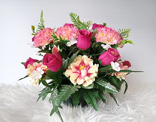 Composition De Fleurs Artificielles Lesté Ciment pour Une Parfaite Tenue à L' Extérieur. Réalisé par Nos Soins, Les Fleurs sont Aussi de Très Bonne Tenue et Qualité Cover