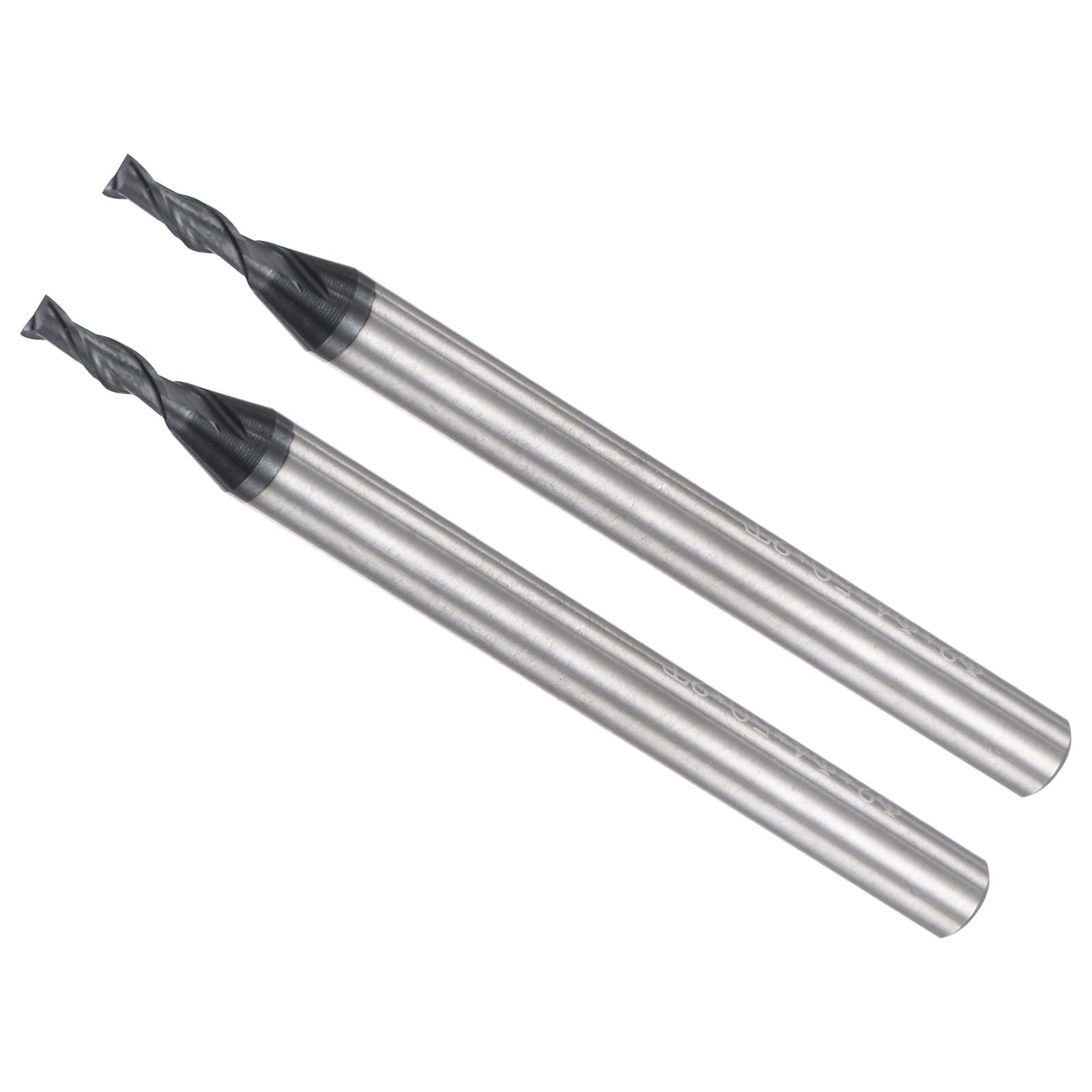 Fraises à Bout Carré, 2mm x 6mm de Coupe, Queue de 4mm, Revêtues d'AlTiN, Carbure P05 à 2 Flûtes pour Fraiseuse CNC, 2 Pièces
