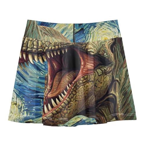 Tennis Skirts for Kids Roar Dinosaur Starry Night Blue Athletic Shorts Girls Skorts Cute Comfy Flowy Skirt 4t2