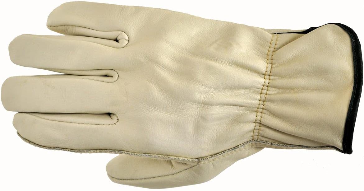 G & F Products 6003L-3 Premium Genuine Grain Cowhide Leather Work Gloves, 3-Pair, Large, Off-White