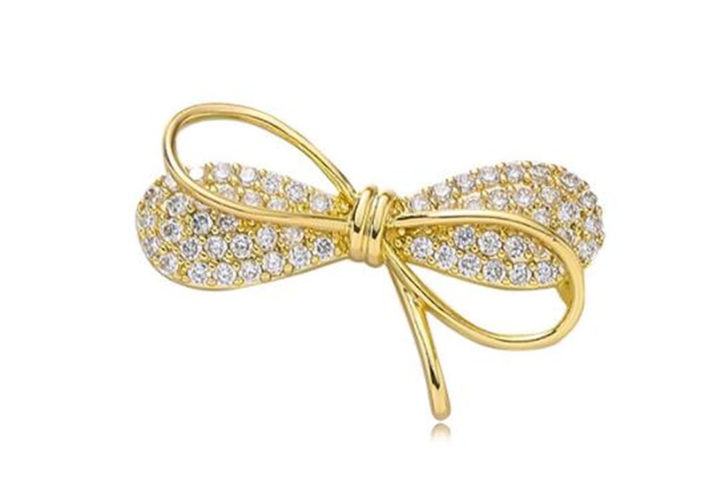 Rhinestone Bowknot Brooch Female Waist Retracting Pins Crystal Bow Brooch Buckle Pin for Wedding Dress Accessory