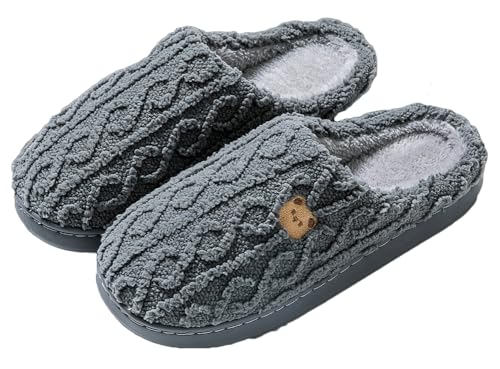 Winter Bear Slippers for Women Fuzzy Memory Foam Slip-on Bedroom Slipper Cute Fluffy Indoor House Shoes Slippers 2025