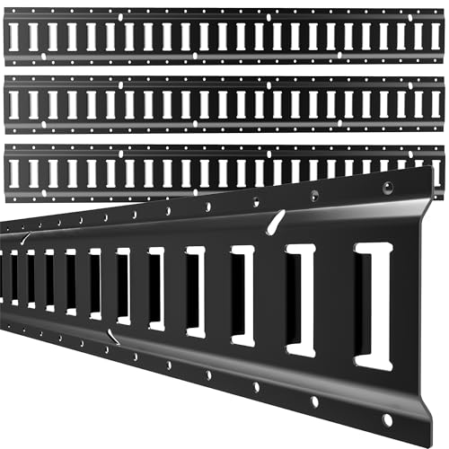 Digank E Track 4'（4 Pack） with Powder-Coated Steel Trailer Tie Down for Garages, Trucks, Pickups, and Vans, E-Track Rail Reliable Cargo Restraint (Screws Not Included)