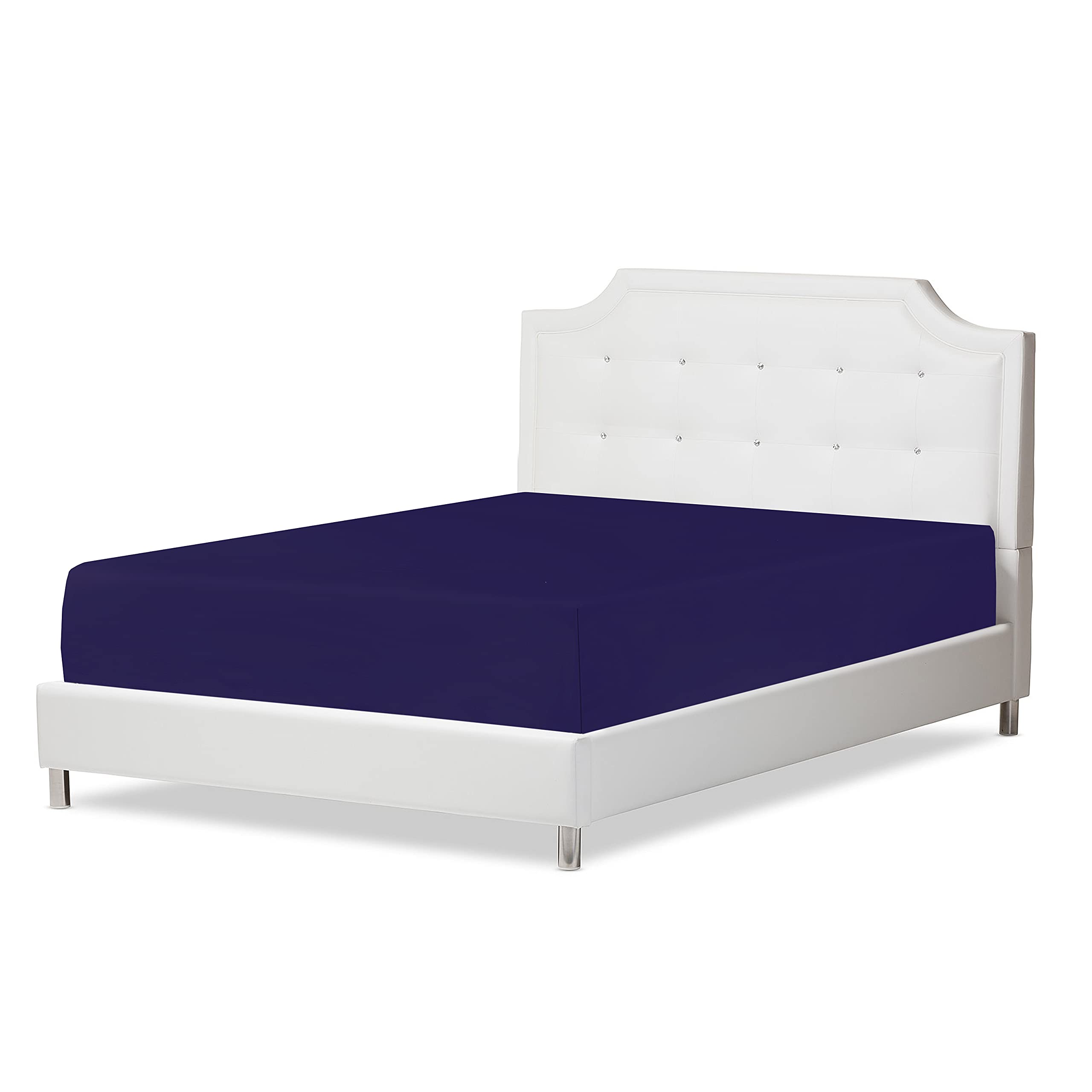 180 Thread Count 100% Pure Anti-Allergic Percale Fitted Sheet Stretches Up To 23cm Deep - Luxurious Bedding Sheets (Navy, Super king: 183x198 + 23cm Drop)