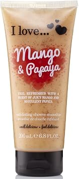 I Love Exfoliating Shower Smoothie Mango & Papaya   Fruity Body Scrub with Natural Particles   Cleanses & Buffs Skin   Vegan-Friendly & Cruelty-Free Shower Gel 200ml