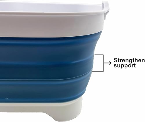 Miniatura 4 de SAMMART Sartén plegable de 10 L (2.64 galones) con tapón de drenaje, lavabo plegable, tina portátil para lavar platos, bandeja de almacenamiento de