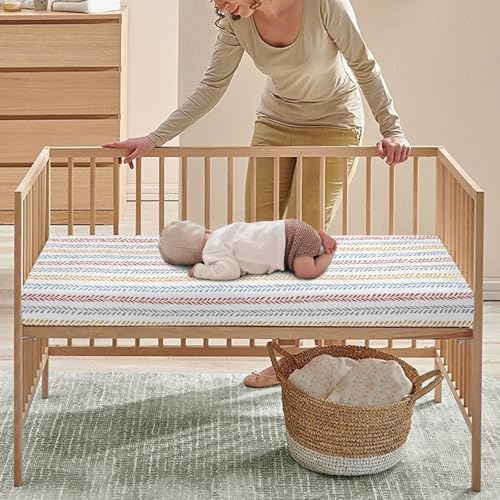 Image of Arrow Baby Crib Sheets for Boys Girls Colorful Arrow Fitted Crib Sheet for Standard Crib and Toddler Mattress Cute Baby Mattress Sheets Toddler Bed Sheet 52x28x8 in