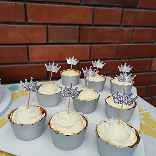Mybbshower Silver Glitter Crown Stickers 1 3/4 Inch Princess Party Decor Wall Stickers Pack Of 100 #TOP3