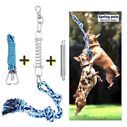 Trsmima Spring Pole Dog Rope Toys-Dog Muscle Builder, tug of war Toy& 2