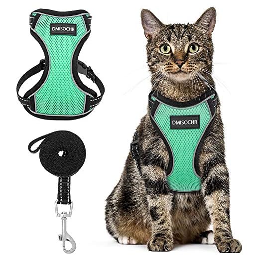 DMISOCHR Cat Harness and Leash Set - Escape Proof Safe Cat Vest Harness for Walking Outdoor - Reflective Adjustable Soft Mesh Breathable Body Harness - Easy Control for Small, Medium, Large Cats