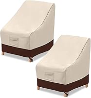 Vailge 2-Pack Waterproof High Back Patio Chair Covers, 600D Heavy Duty Outdoor Furniture Protection, 35x28x35 Inches, Beige & Brown