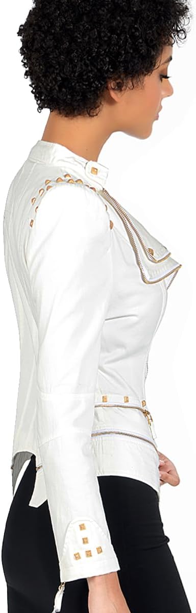 Fashion SX Women's classic tailcoat,fashion Shaping denim jacket, inlaid with punk motorcycle riding suit