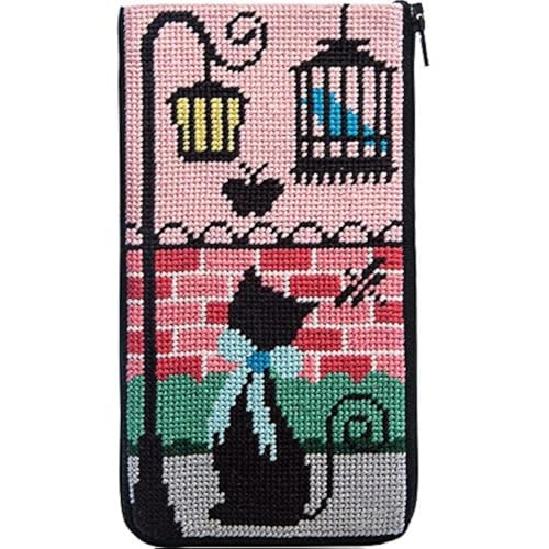 Alice Peterson Stitch & Zip Eyeglass Case Needlepoint Kit - Kitty Kat (7" x 3.5")