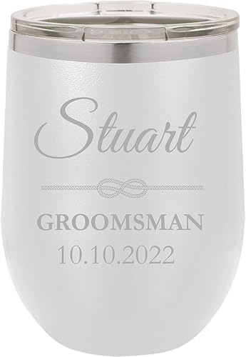 Miniatura 13 de Customized Groomsman/Bridemaids Insulated Stainless Steel 12 Oz Wedding Gift Travel Coffee Double-Walled Wine Tumbler Travelling Car Truck Cup Mug