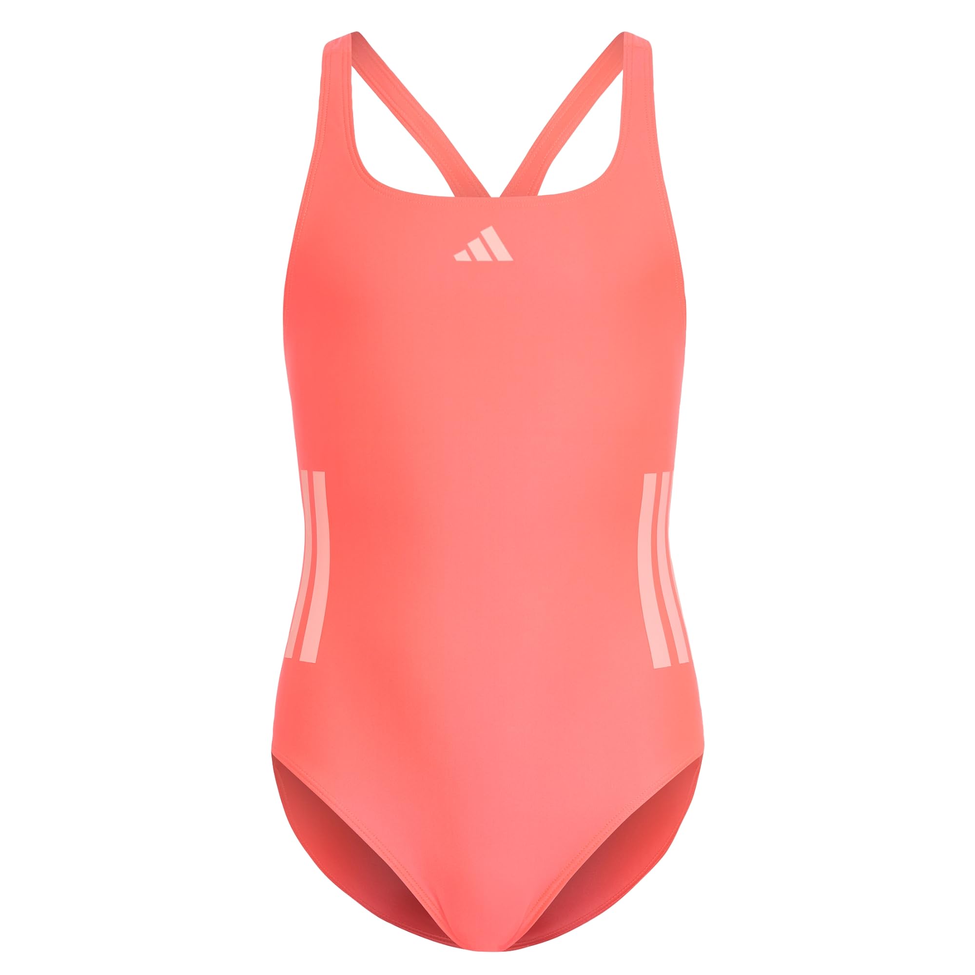 adidas Girl's 3-Stripes C-Back Swimsuit Swimwear, Solar Turbo/Frozen Turbo, 9-10 Years
