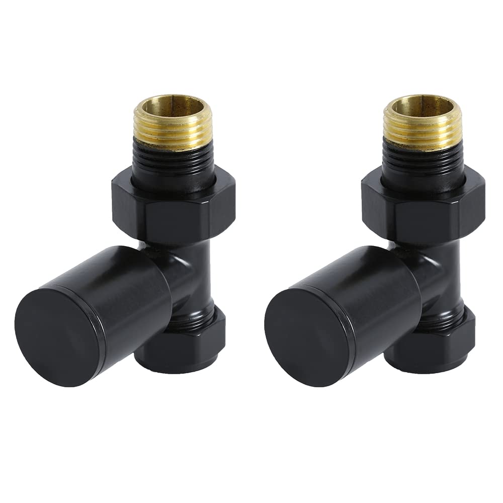 Milano Black - Straight 15Mm Black Straight Heated Towel Rail Radiator Valves