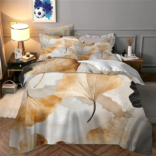 Parure de lit feuilles d'automne microfibre 140x200cm pour lit simple - 6