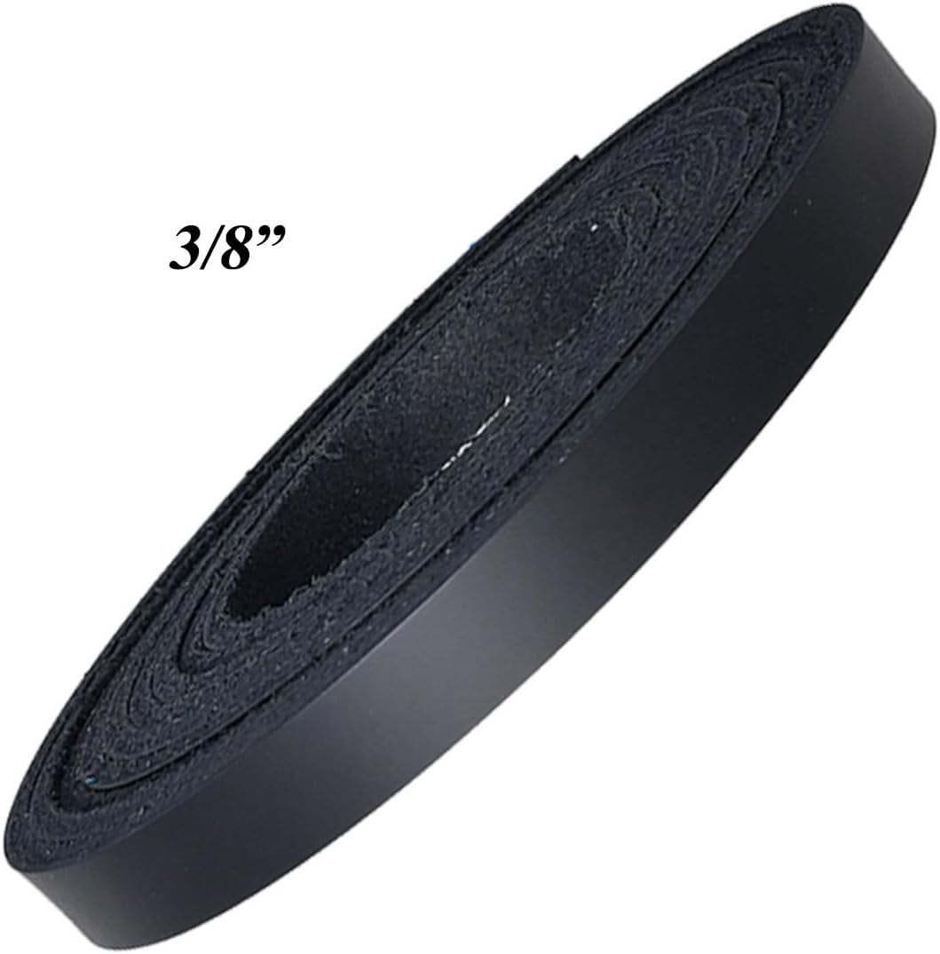 1.5 Inch Wide Black Leather Strips - Latigo Leather Straps up to 96 Inch Long – 6-7 oz. (2.4 – 2.8 mm) Latigo Leather Strips by Pitka Leather (1.5" x 60")