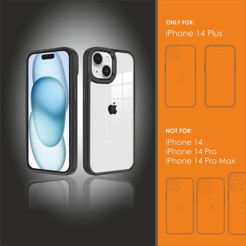Image of Thermoplastic Polyurethane For iPhone Case 14 Plus,[Anti-Yellowing Technology] [Military Grade Drop Protection] Shockproof Case Slim Hybrid Phone Case For iPhone 14 Plus-Carbon Black