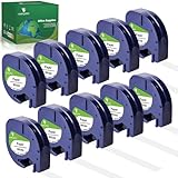 YUANQIMM 10-Pack Label Tape Replace Compatible for DYMO Label Maker Refills Letra Tag LT 91330 White Paper, 12mm x 4m(1/2" x 13ft) Label Maker Tape for LT-100H LT-100T Printer