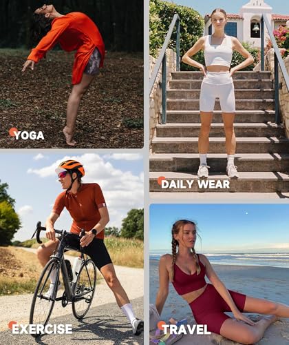 GAYHAY Biker Shorts Women with Pockets - 3"/5"/8" High Waisted Soft Tummy Control Workout Shorts for Yoga Fluorescent Orange2