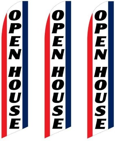 Paquete de 3 (tres) Banderas altas Swooper Open House Rojo, Blanco Azul Vertical
