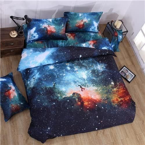 KTM Healthcare® 3D Mysterious Boundless Galaxy Colorful Outer Space Bedding Sets Bedlinen Duvet/Quilt Cover Set 4pcs Queen Size (Color - A)