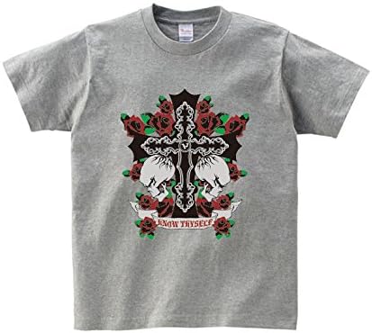 Amazon Lindwurm Tシャツ メンズ 半袖 おしゃれ 骸骨 がいこつ 十字架 クロス バラ かっこいい スカル クルーネック Uネック ユニセックス 男女兼用 プリントtシャツ Tシャツ カットソー 通販