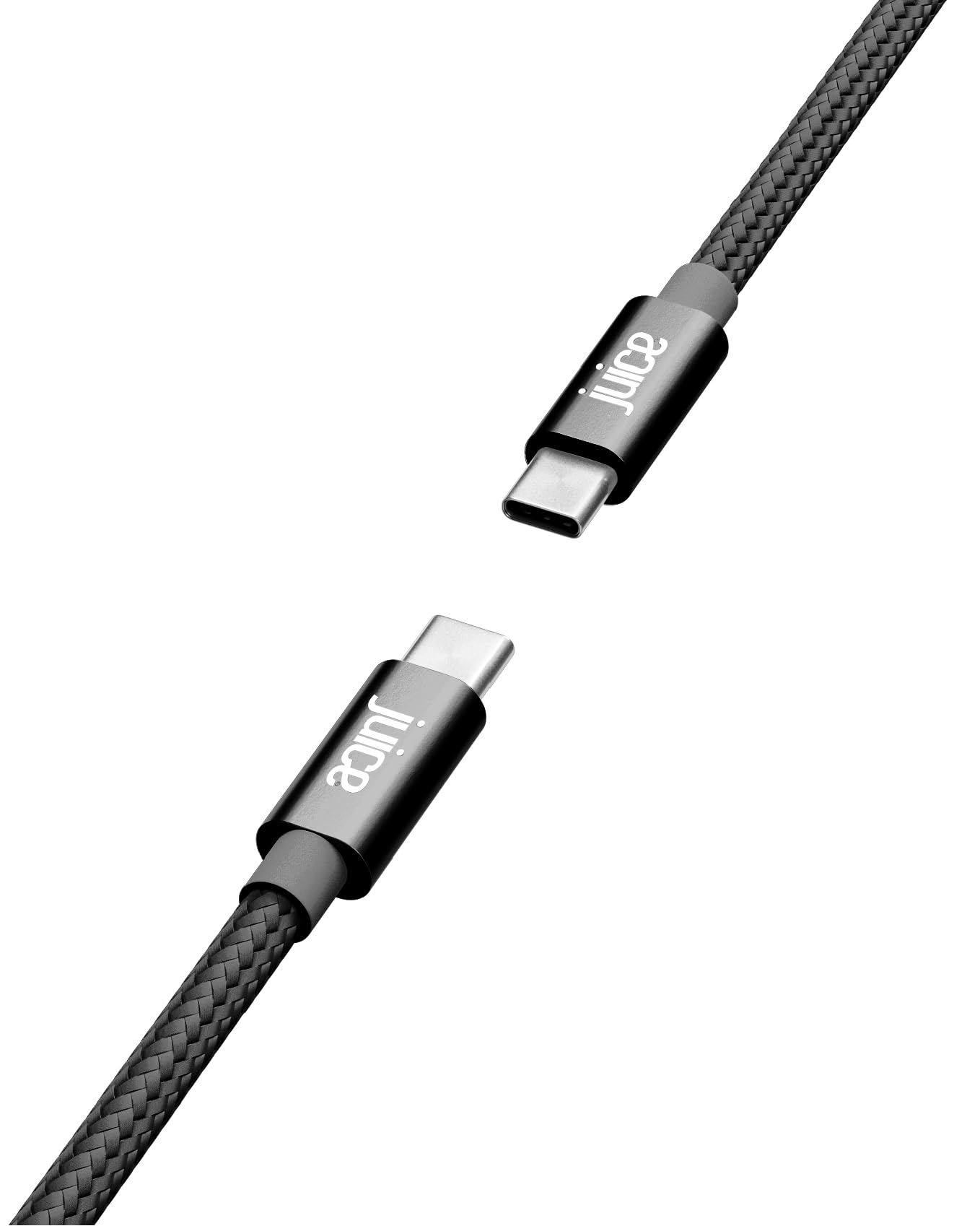 Juice Braided ECO USB-C to USB-C 2M Charging Cable, Fast Charge & Data Sync, Reversible Connectors, TPE Material, Compatible with iPhone 16, 15, iPad Pro, Samsung, Google, Laptops - Black