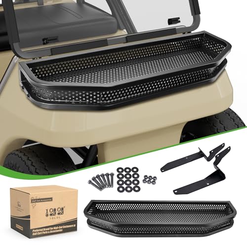 10L0L Golf Cart Club Car DS Front Cargo Basket Clay Outer Utility with Mounting Brakets for Gas & Electric Golf Carts Heavy-Duty Steel Drop Mesh Storage Rack Easy to Install