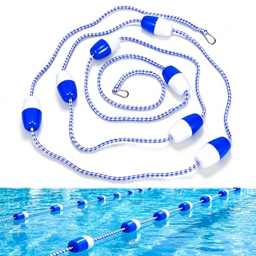 Pool Safety Rope with Floats 16-22 ft Adjustable Floating Pool Divider Rope with Stainless Steel Hooks High Visibility Swimming Pool Rope for Indoor & Outdoor Pools Marking Deep & Shallow Areas
