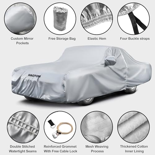Image of 7 Layers Car Cover Custom-fit for Mazda Miata MX-5,Benz SLK300,210D Heavy Duty All Weather Waterproof Snowproof Rainproof Dustproof UV Proof,Door Zipper,Cotton Lining,Windproof Strap,Anti-Theft Lock