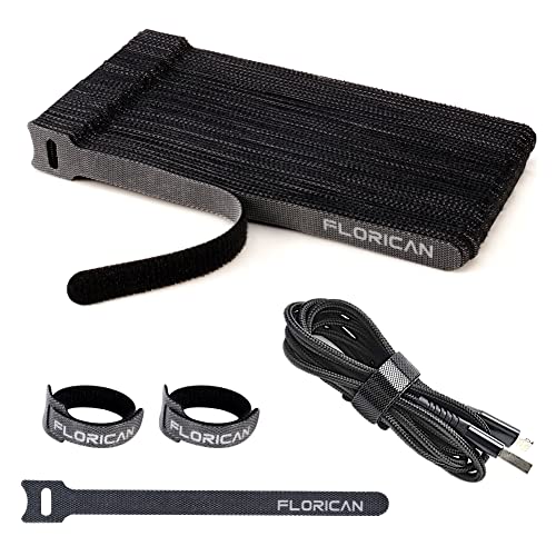 FLORICAN Cable Organiser, Cord Management System for PC, TV, Home Theater, Speaker & Cables, Reusable Cable Organizer for Desk, WFH Accessories, Reusable Cable Ties Strap (15 Pcs) 2 51TC3q5 InL