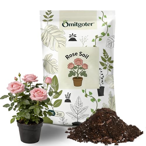 Omitgoter Rose Soil Potting Soil 1qt- Natural Organic Potting Mix for Roses, Superior Drainage &...