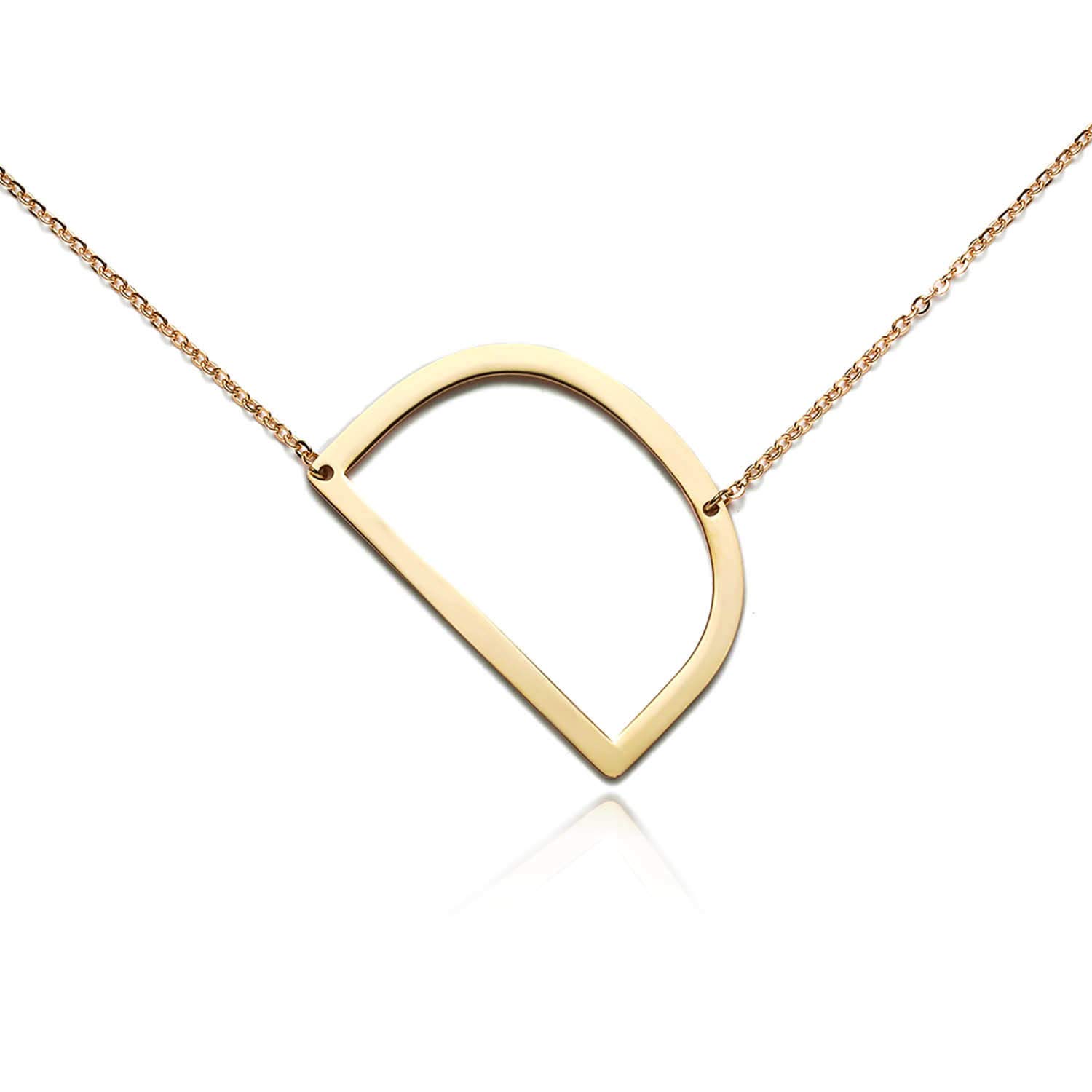 Gold Stainless Steel Initial D Alphabet 26 Letters Script Name Pendant Chain Necklace from A-Z for Women