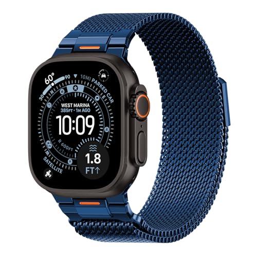 Image of BXUXOHS Milanese Loop for Apple Watch Ultra 3 /2 Band 49mm 46mm 45mm 44mm 42mm Men,Tactical Mecha Strap Military-Grade Design,Magnetic Metal Wristband for iWatch Ultra 2 /3 Series 11 /10 /9 /8 /7 /6 /5 /4 SE