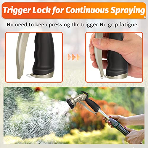 Image of AUTOMAN Garden Hose Nozzle - 7 Patterns Sprayer, 100% Metal High Pressure Spray Nozzle, Labor-Saving Design, Heavy Duty Water Hose Nozzle for Garden Watering, Car Washing, Window Cleaning,Pets Bathing