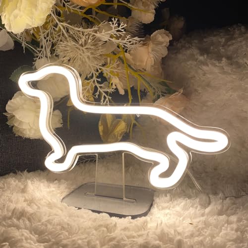 Image of Dog Table Number Neon Sign Desk Lamp Night Light Wedding Letter LED Neon Sign Wedding Table Decorations Neon Light Shop Bedroom Home Room Decor Christmas Party Warm White USB 25x16 CM