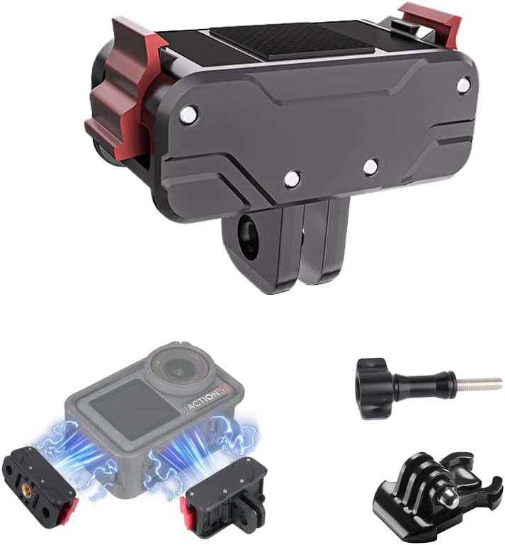 – Magnetic Holder for DJI Osmo Action 5 Pro/Action 4/Action 3, Magnetic Adapter Quick Release Mount Accessory for Osmo Action 5 Pro/4/3/Osmo 360 with Foldable Interface