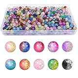 bastelperlen kik 【Paket Beinhaltet】600 Stück Bunte Crackle Glass Beads, Größe: 8 mm, Gewicht: 463g, Genug und lebendig, Um Ihre Verschiedenen Bedürfnisse In Bezug Auf DIY-Schmuckherstellung Oder Bastelkreationen Zu Erfüllen.