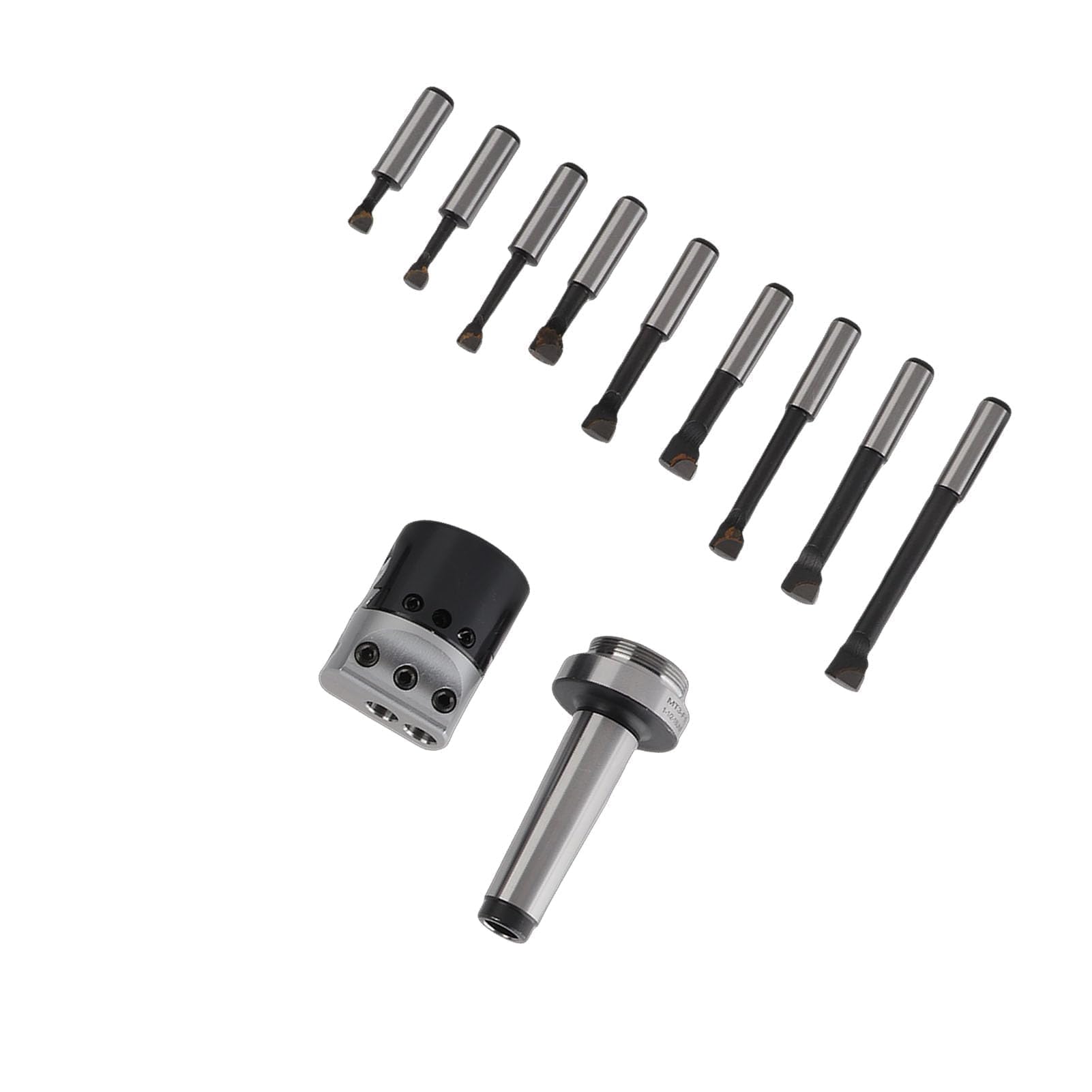 Mandrin de Fraisage M12 en Pouces alésé, Tête D'alésage F1 en Acier au Carbone à Haute dureté 1-1/2-18Unf Filetage de Queue M12 Mt3 Filetage de Queue de Tige