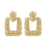 Gold Square Geometric Dangle Earrings, Fashion Statement Drop Earrings for Women KELMALL COLLECTION