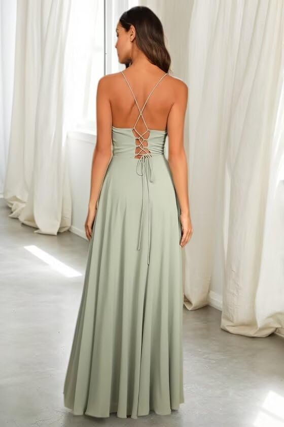 Long Chiffon Bridesmaid Dresses for Women A Line Prom Formal Party Gown with Slit3