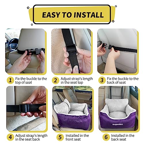 Image of BurgeonNest Dog Car Seat for Small Dogs & Cats Under 25 lbs, Purple
