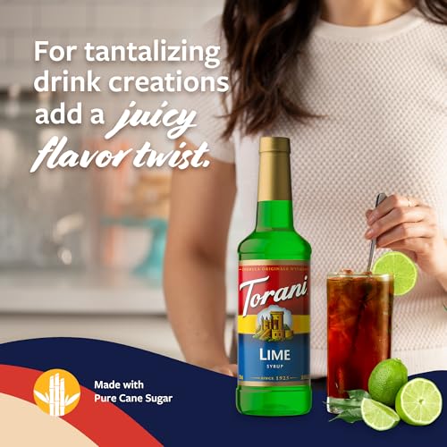 Image of Torani Lime Syrup for Drinks, Flavoring for Iced Tea, Limeade, and Sodas, Pump Included, 25.4 Oz