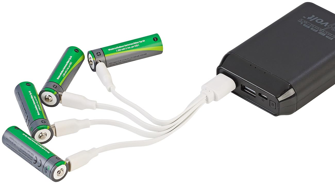 tka Köbele Akkutechnik Batterien USB: 16er-Set wiederaufladbare High-Capacity-Batterien Typ AA, 3.000mWh (Akkus Aa, Akku USB, RC)