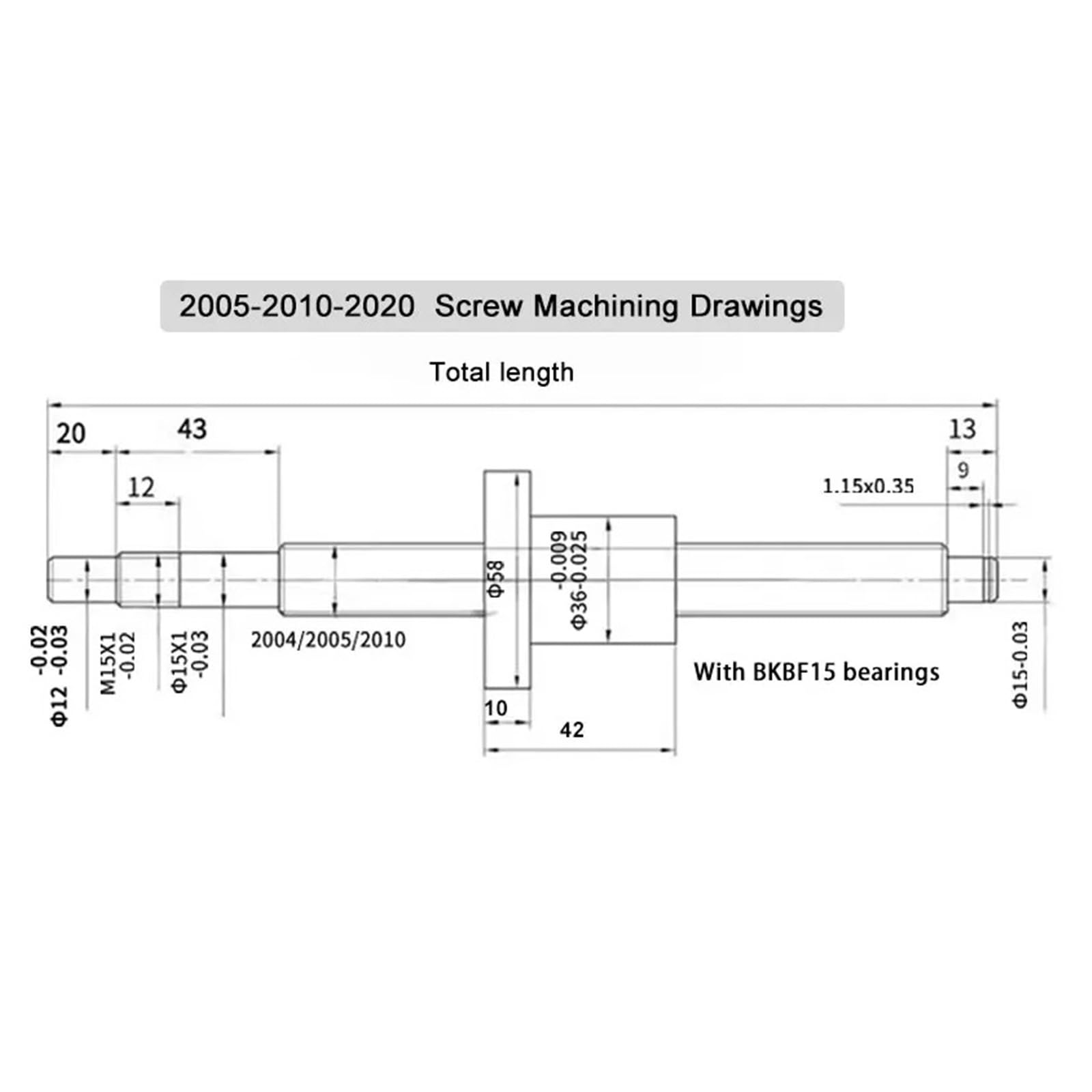 Spielfreie Kugelumlaufspindel SFS2020 150-1000mm C7 Ball Screw+BKBF15 End Support+Coupling(650mm)